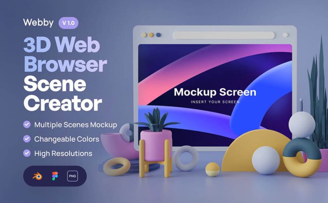 3D元素场景网站UI展示样机模型