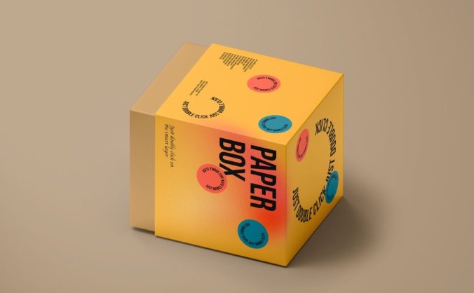 正方形纸盒包装设计PSD样机素材