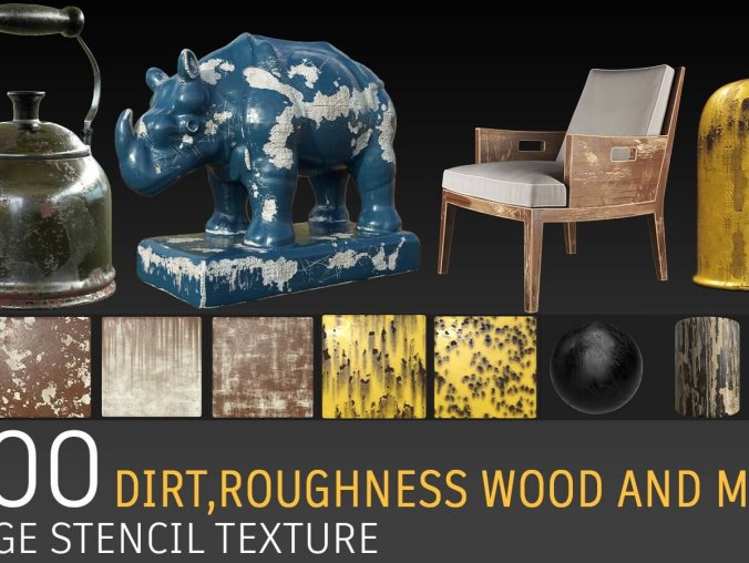 202个木纹金属污垢磨损黑白贴图素材