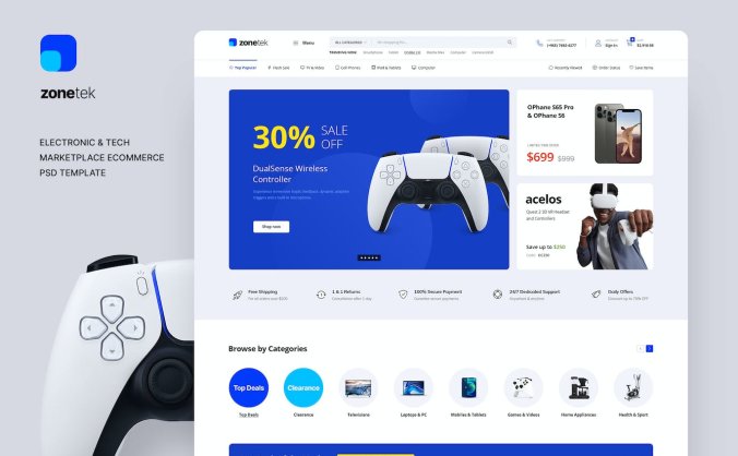 数码产品电子设备电商网页设计PSD素材