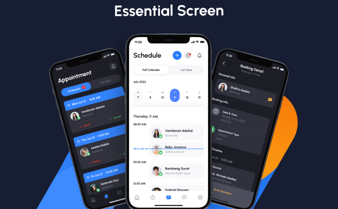 100个蓝色诊所智能护理医生医护主题APP UI Kit素材包