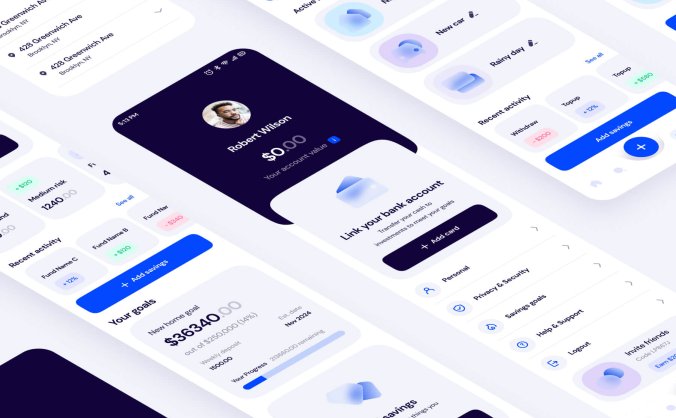40个深色稳重的金融主题移动APP UI素材包