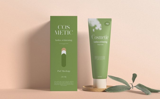 4种不同风格化妆品洗面奶包装PSD样机素材