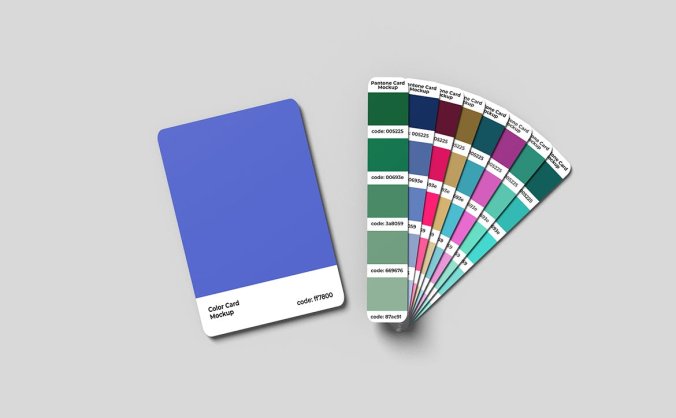 效果逼真的色卡设计PSD样机素材