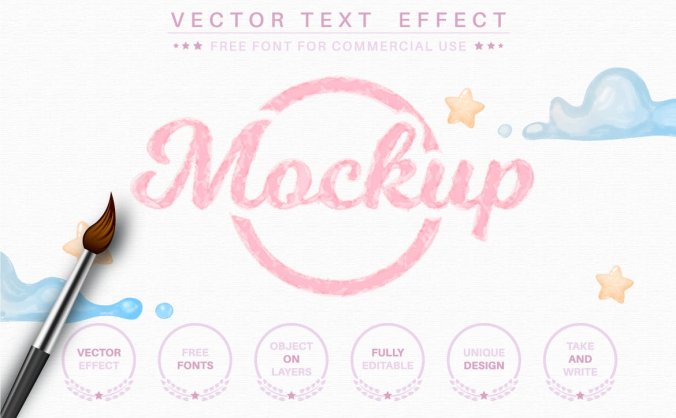 绚丽的矢量水彩风格字体AI图层样式