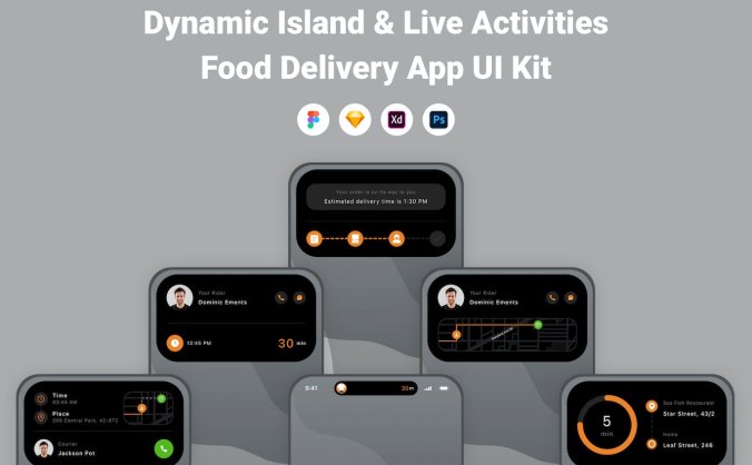灵动岛食物配送用户界面APP UI小组件素材 (FIG,SKETCH,XD,PSD)