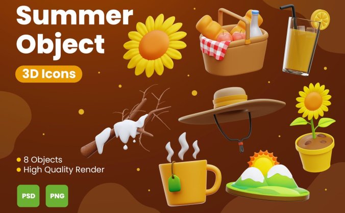 夏季旅行元素3D模型