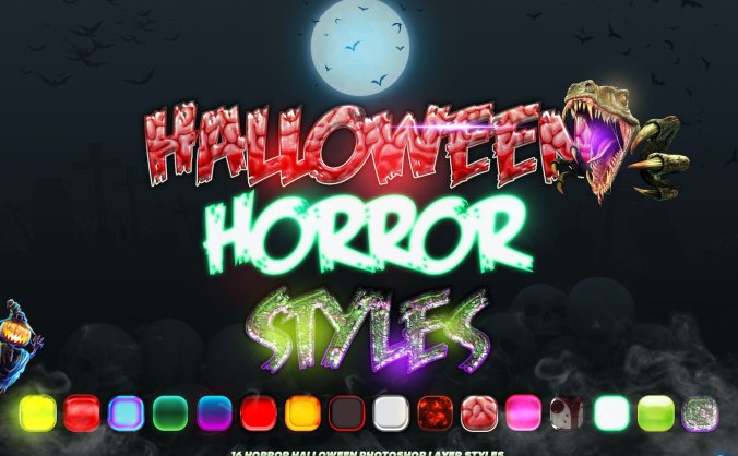 万圣节Photoshop图层样式 (ASL,PSD)