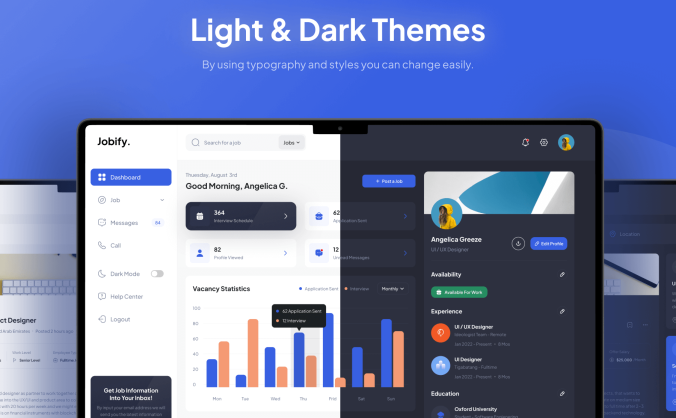 58个蓝色求职招聘主题后台管理界面素材包
