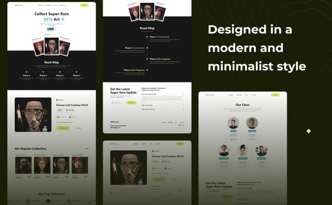 15个黑色NFT艺术主题网页UI素材