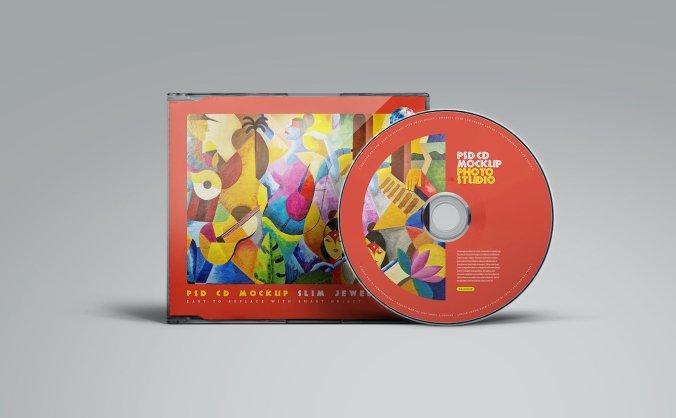 音乐CD光盘包装设计PSD样机素材