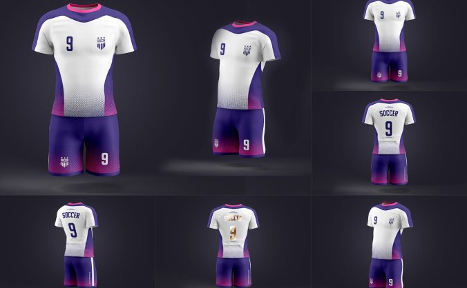 高品质运动服足球队服装设计VI样机PSD模型