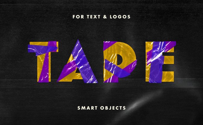 效果逼真的质感塑料胶带3D立体文字PSD样式素材