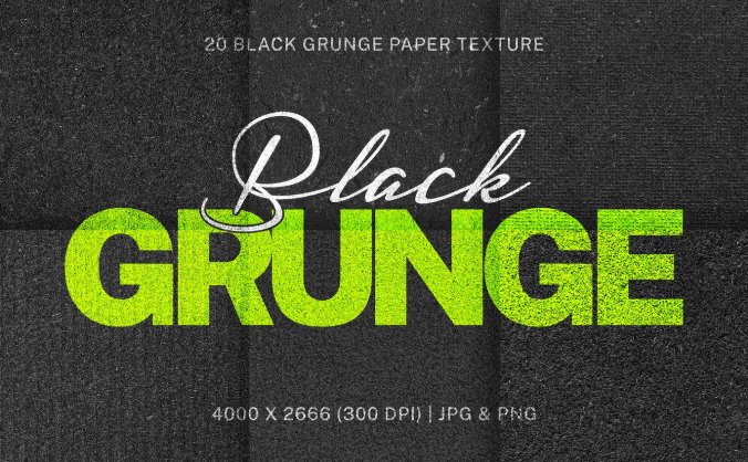 20个设计精致的黑色粗糙纸纹理图片素材