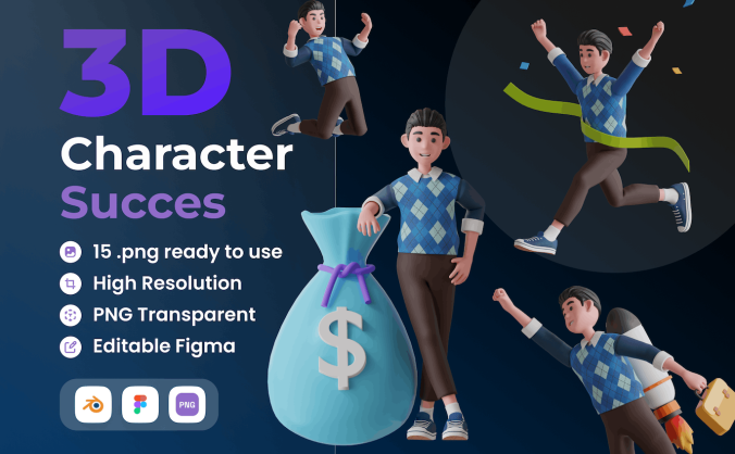 15个人物动作3D素材Blender模型