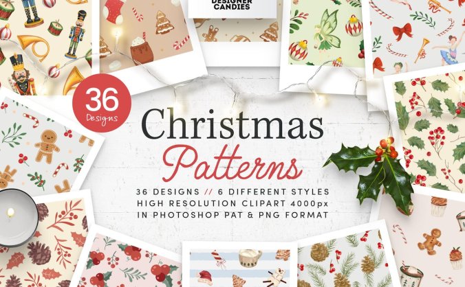 36个用途广泛的新年圣诞节无缝背景纹理素材包