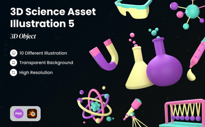 科学试验主题3D资产图Blender模型素材