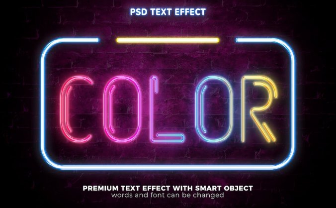 彩色夜间霓虹灯发光文字效果PSD样式