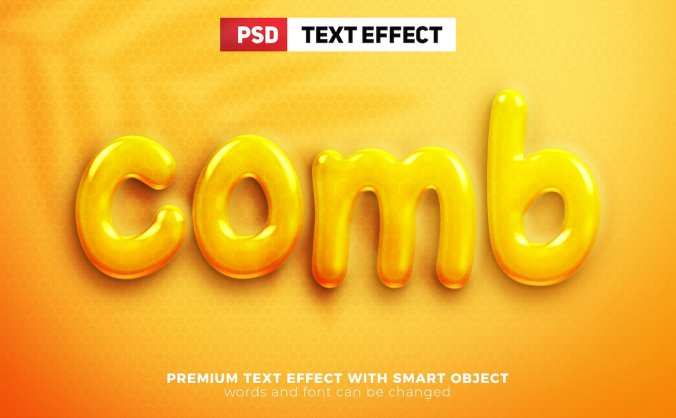 液体蜂蜜蜂巢3D字体文本PS图层样式