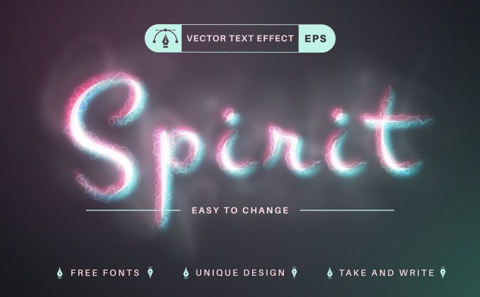可编辑文本效果,梦幻字体样式 (AI,EPS)