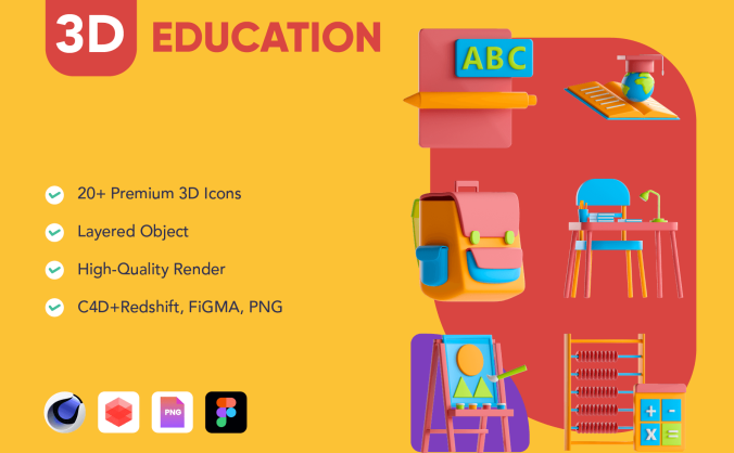 20个风格独特的3D图标素材包