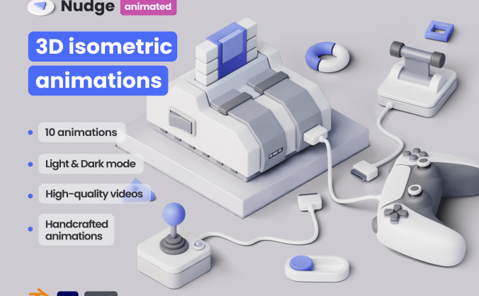蓝色科技感十足3D动画模型素材(Blender)