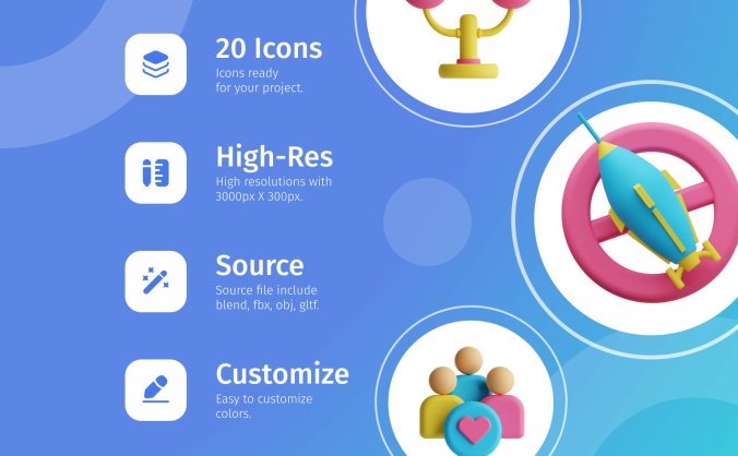 20个漂亮的合同协议文书主题3D图标素材包