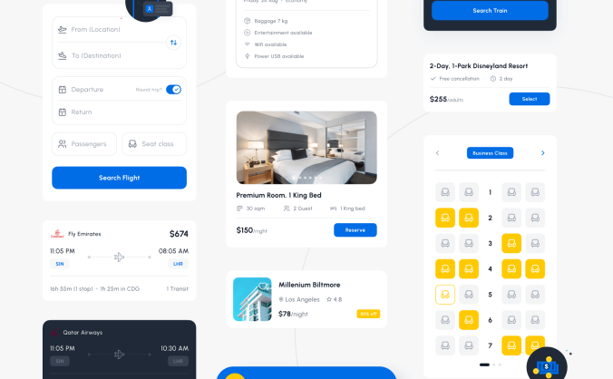 150个旅游旅行酒店预订主题APP UI Kit界面素材包