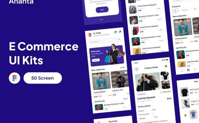 50个紫色电子商务商城主题APP UI界面素材包