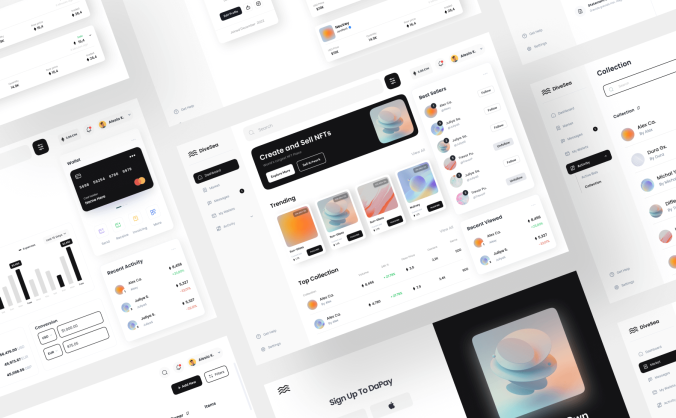 30个适合于NFT主题的黑白配色后台管理Web界面素材包