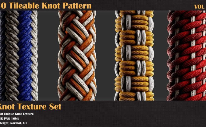 40套编织绳子毛线4K纹理贴图图案素材