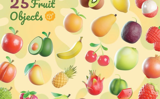 25个效果逼真的3D水果主题图标素材