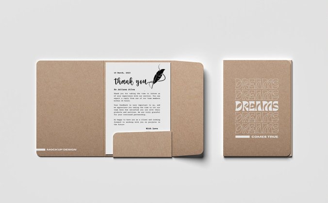 4个效果逼真的A4文件夹PSD样机素材