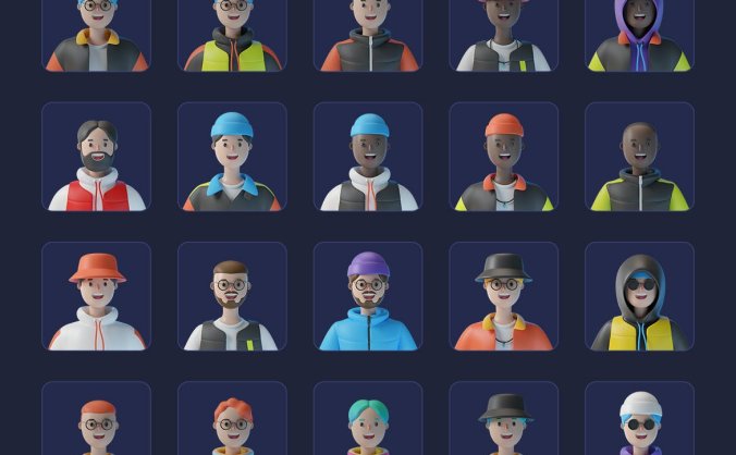 街头嘻哈风服装虚拟卡通形象PSD素材