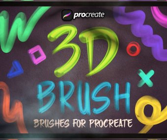 3D元素procreate笔刷素材包