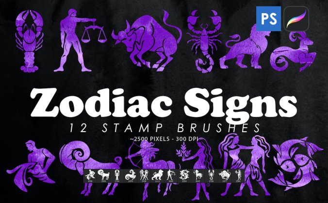 12星座主题PS笔刷素材