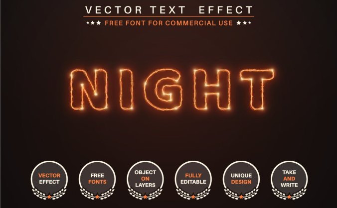 可编辑的火光文字效果,字体样式(AI,EPS)