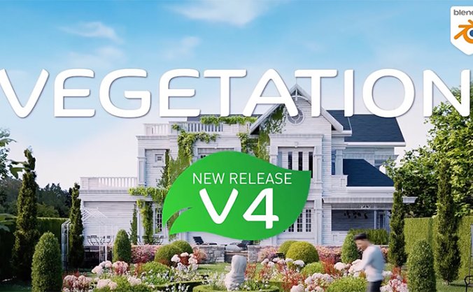 花草树木植物预设库Blender插件 Vegetation Pro V5.1+预设库 Assets Vol.1&2