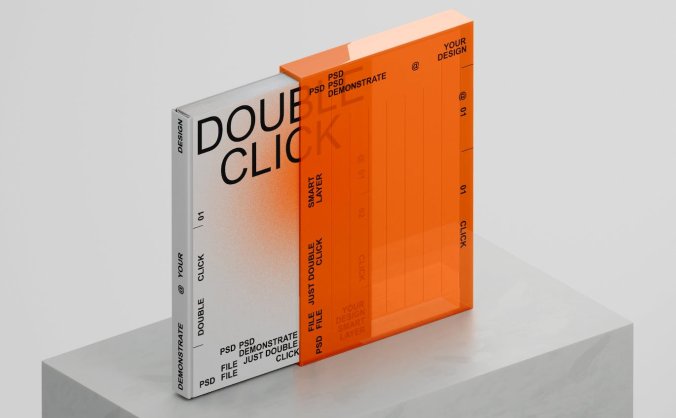 橙色书籍封面&塑料书套设计PSD样机素材