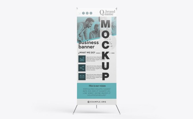 不同角度易拉宝X展架广告展示PSD样机素材