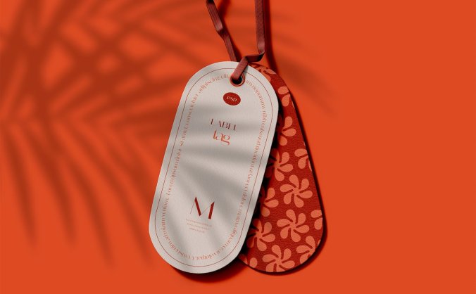 服装吊牌价格标签设计PSD样机素材