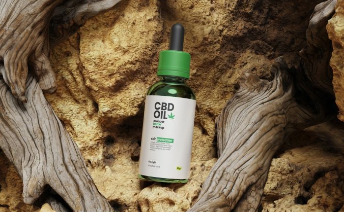 大自然背景滴管瓶包装展示PSD样机素材