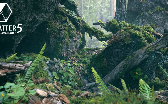 苔藓生物与枯树植物的3D模型合集:苔藓、枯树枝、枯树干、石头、四叶草、枯树叶