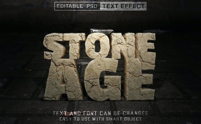 一键生成逼真石头风格可编辑PS图层样式