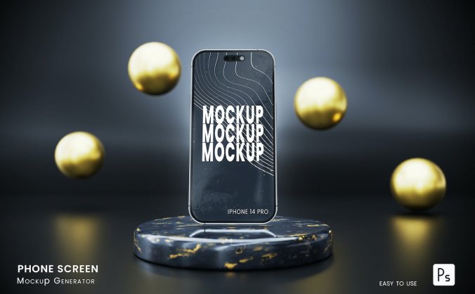 iPhone 14 Pro 场景手机样机 (PSD)