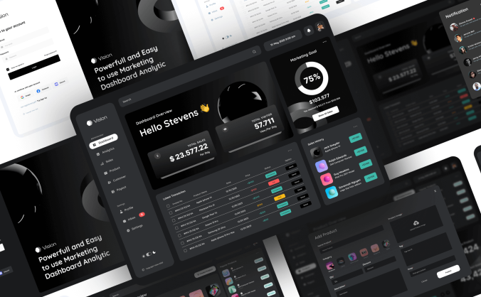 90个B端酷黑风格营销后台管理界面UI素材包