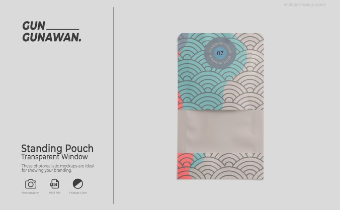 透明窗纸袋包装设计PSD样机素材