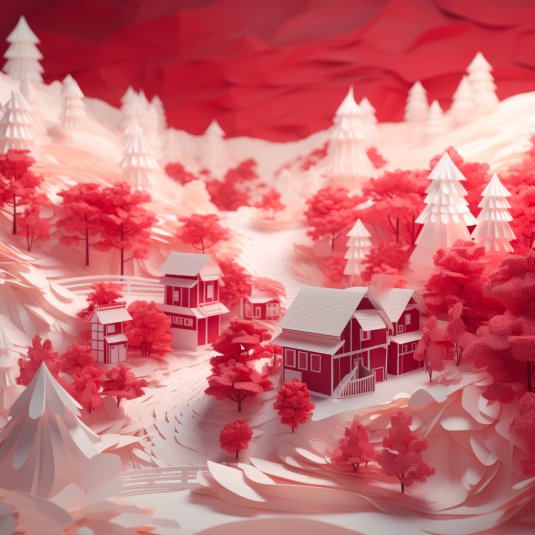 Midjourney生成折纸艺术唯美场景