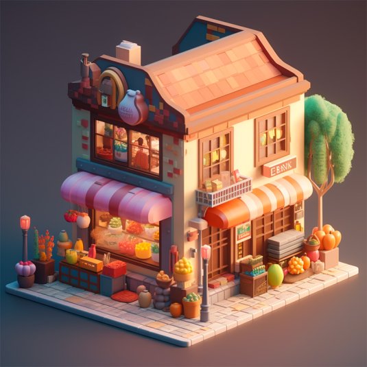 Midjourney生成超复杂3D杂货店场景