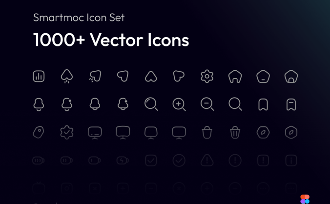 1000多个线性和实心的ICON图标素材包